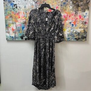 Maje Black and White Long Sleeve Dress